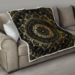 Black And Gold Mandala Print Quilt
