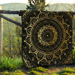 Black And Gold Mandala Print Quilt
