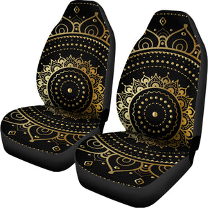 Black And Gold Mandala Print Universal Fit Car Seat Covers