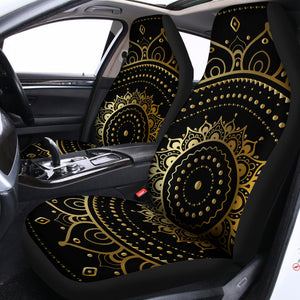 Black And Gold Mandala Print Universal Fit Car Seat Covers