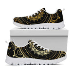 Black And Gold Mandala Print White Sneakers