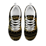 Black And Gold Mandala Print White Sneakers