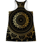 Black And Gold Mandala Print Women's Racerback Tank Top