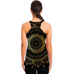 Black And Gold Mandala Print Women's Racerback Tank Top