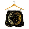 Black And Gold Mandala Print Women's Shorts