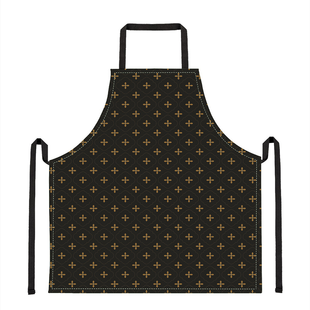 Black And Gold Orthodox Pattern Print Apron