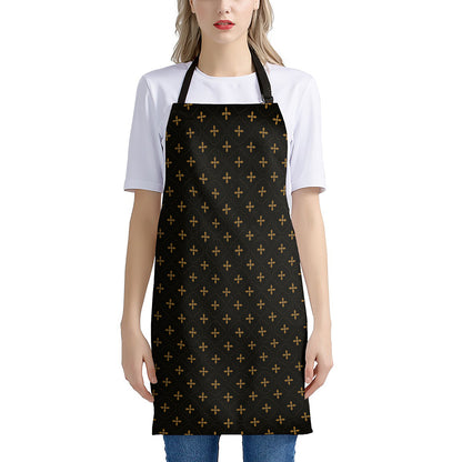 Black And Gold Orthodox Pattern Print Apron