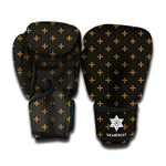 Black And Gold Orthodox Pattern Print Boxing Gloves