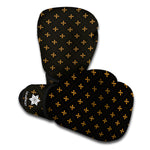 Black And Gold Orthodox Pattern Print Boxing Gloves