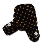 Black And Gold Orthodox Pattern Print Boxing Gloves