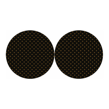 Black And Gold Orthodox Pattern Print Car Coasters
