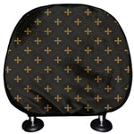 Black And Gold Orthodox Pattern Print Car Headrest Covers