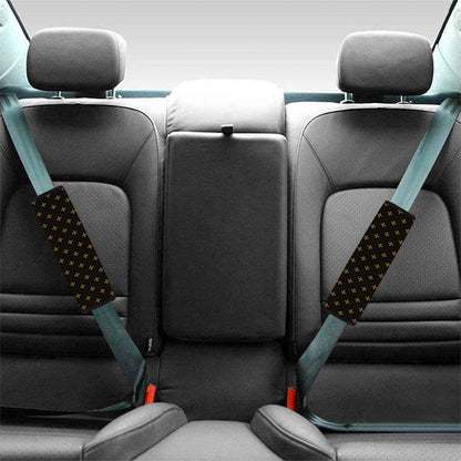 Black And Gold Orthodox Pattern Print Car Seat Belt Covers