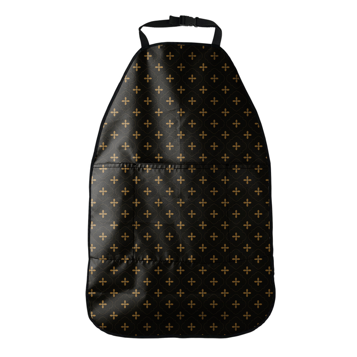 Black And Gold Orthodox Pattern Print Car Seat Organizers