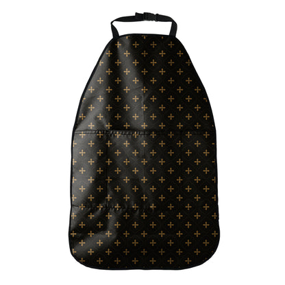 Black And Gold Orthodox Pattern Print Car Seat Organizers