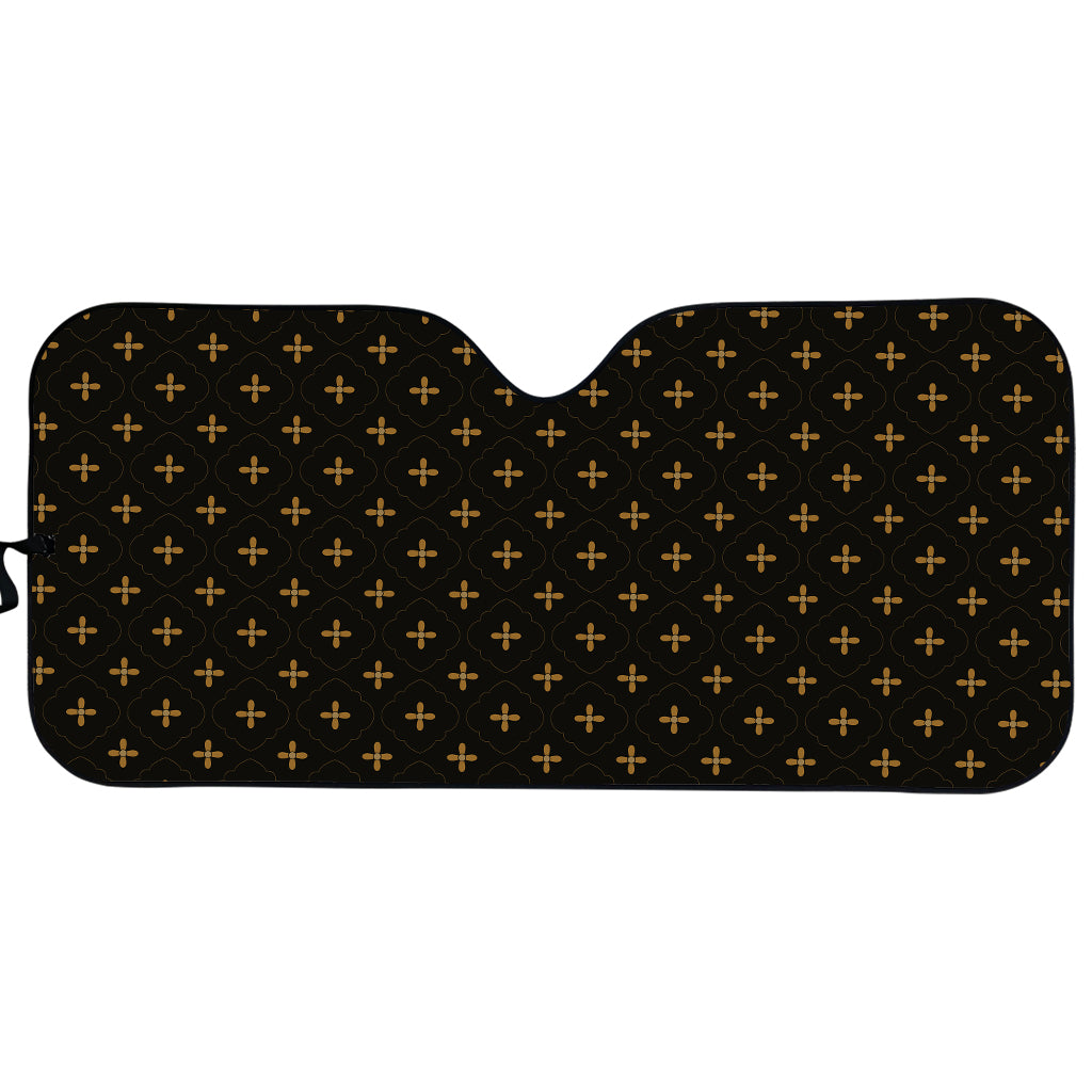 Black And Gold Orthodox Pattern Print Car Sun Shade