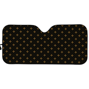 Black And Gold Orthodox Pattern Print Car Sun Shade