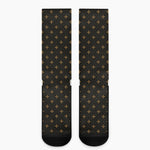 Black And Gold Orthodox Pattern Print Crew Socks