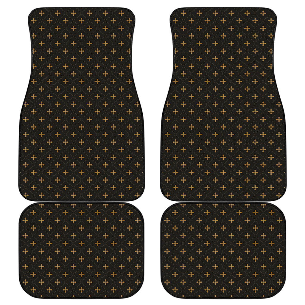 Black And Gold Orthodox Pattern Print Front and Back Car Floor Mats
