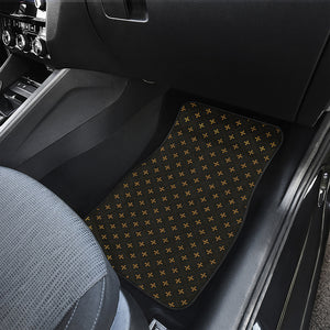 Black And Gold Orthodox Pattern Print Front and Back Car Floor Mats