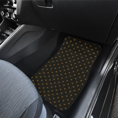 Black And Gold Orthodox Pattern Print Front Car Floor Mats