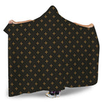 Black And Gold Orthodox Pattern Print Hooded Blanket