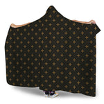 Black And Gold Orthodox Pattern Print Hooded Blanket