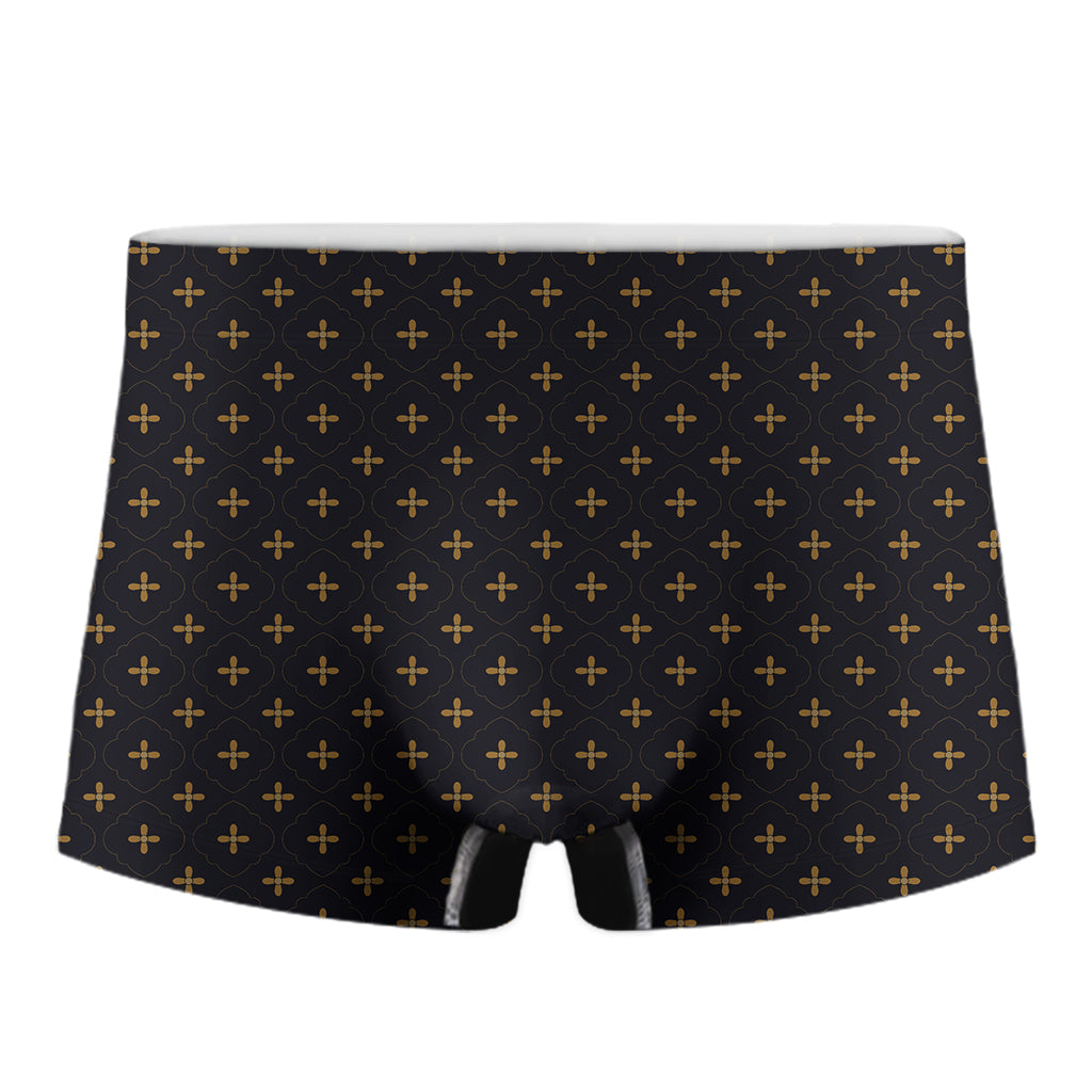 Black And Gold Orthodox Pattern Print Men's Boxer Briefs