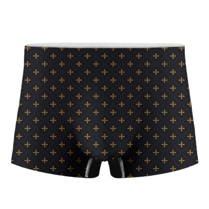 Black And Gold Orthodox Pattern Print Men's Boxer Briefs