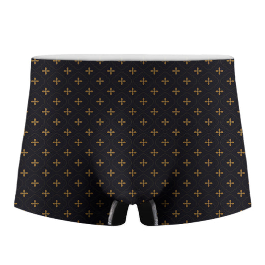 Black And Gold Orthodox Pattern Print Men's Boxer Briefs