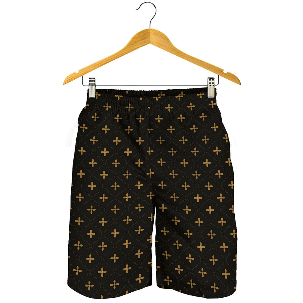 Black And Gold Orthodox Pattern Print Men's Shorts
