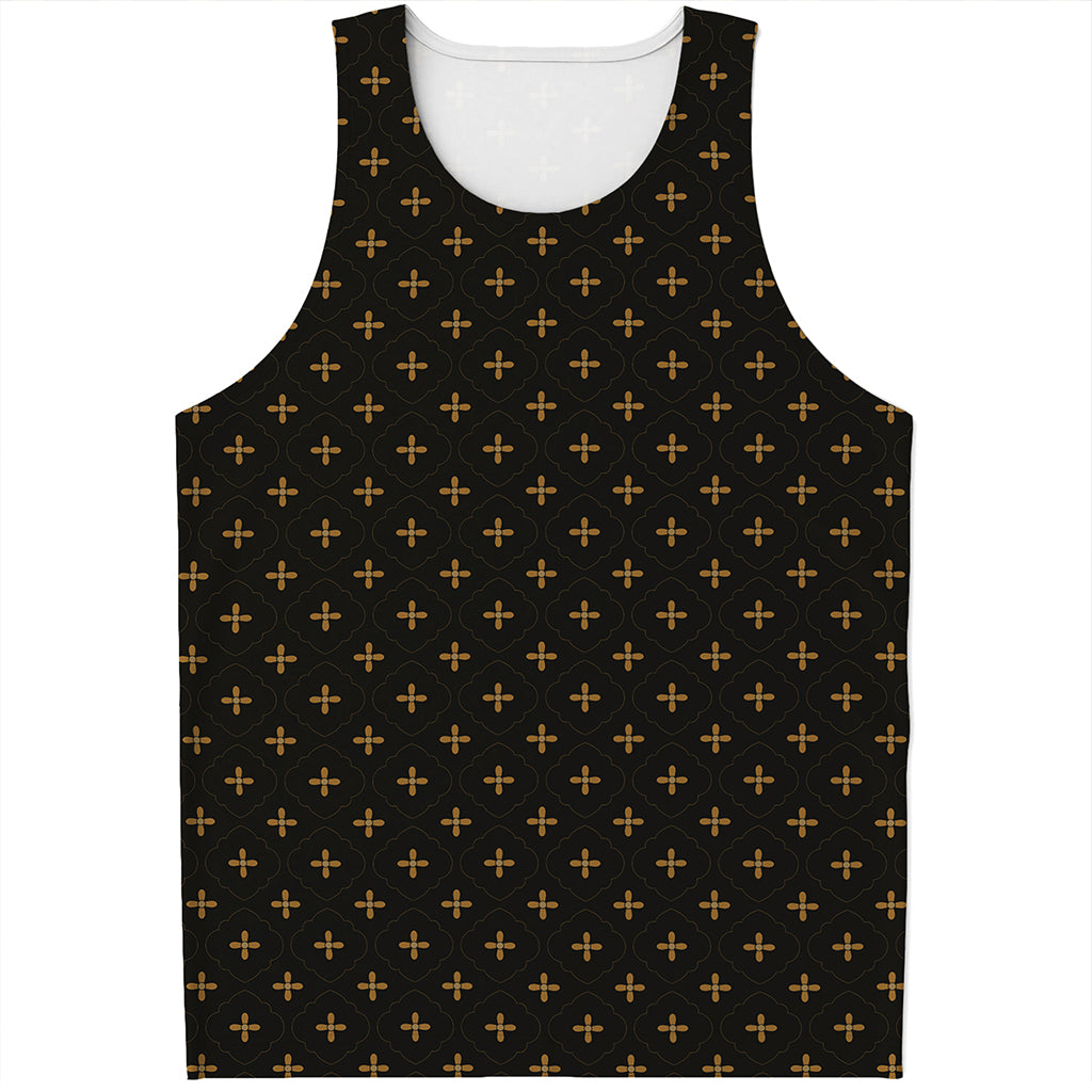 Black And Gold Orthodox Pattern Print Men's Tank Top