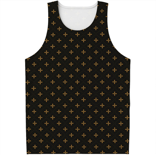 Black And Gold Orthodox Pattern Print Men's Tank Top
