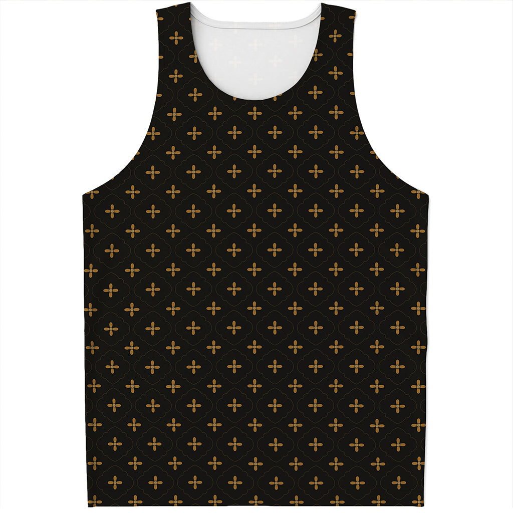 Black And Gold Orthodox Pattern Print Men's Tank Top