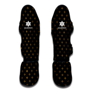 Black And Gold Orthodox Pattern Print Muay Thai Shin Guard