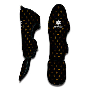 Black And Gold Orthodox Pattern Print Muay Thai Shin Guard