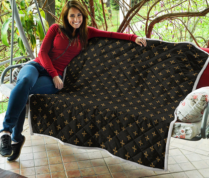 Black And Gold Orthodox Pattern Print Quilt