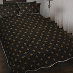 Black And Gold Orthodox Pattern Print Quilt Bed Set