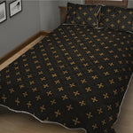 Black And Gold Orthodox Pattern Print Quilt Bed Set