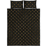 Black And Gold Orthodox Pattern Print Quilt Bed Set