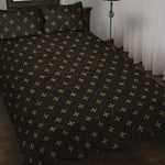 Black And Gold Orthodox Pattern Print Quilt Bed Set