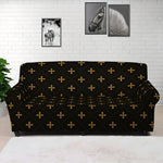 Black And Gold Orthodox Pattern Print Sofa Cover