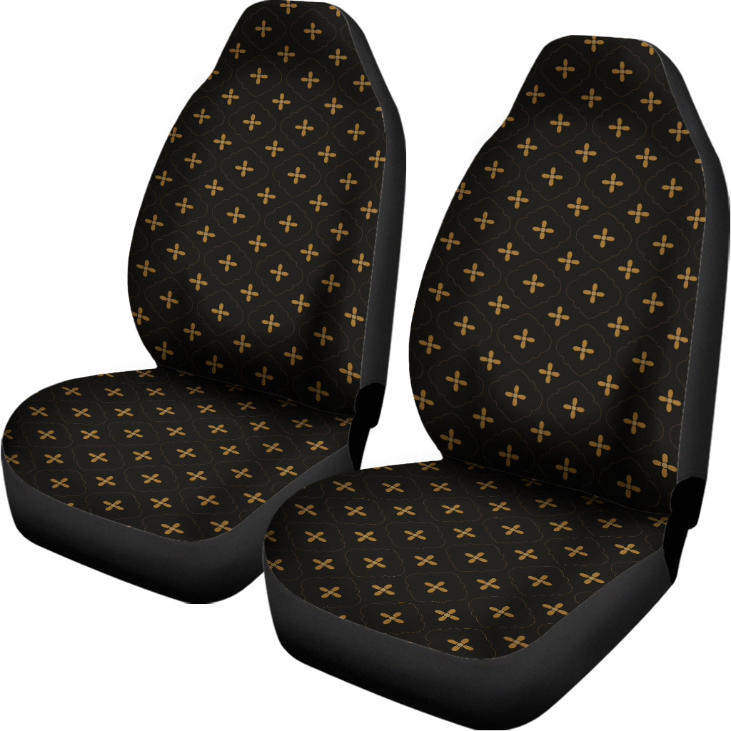 Black And Gold Orthodox Pattern Print Universal Fit Car Seat Covers