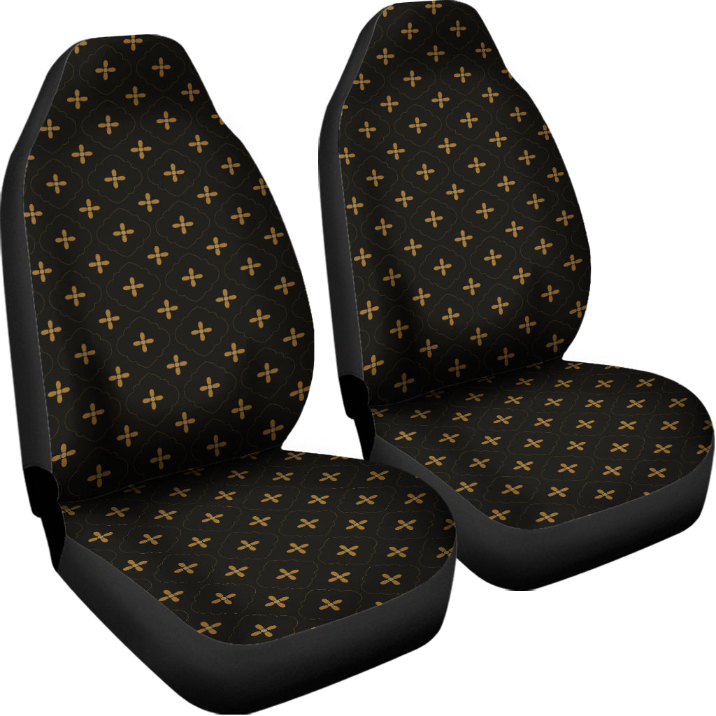 Black And Gold Orthodox Pattern Print Universal Fit Car Seat Covers