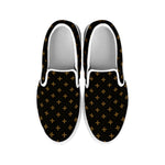 Black And Gold Orthodox Pattern Print White Slip On Shoes