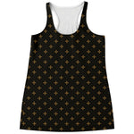 Black And Gold Orthodox Pattern Print Women's Racerback Tank Top