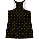 Black And Gold Orthodox Pattern Print Women's Racerback Tank Top