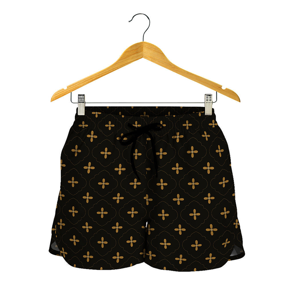 Black And Gold Orthodox Pattern Print Women's Shorts