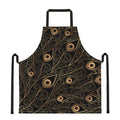 Black And Gold Peacock Feather Print Apron