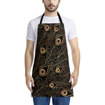 Black And Gold Peacock Feather Print Apron